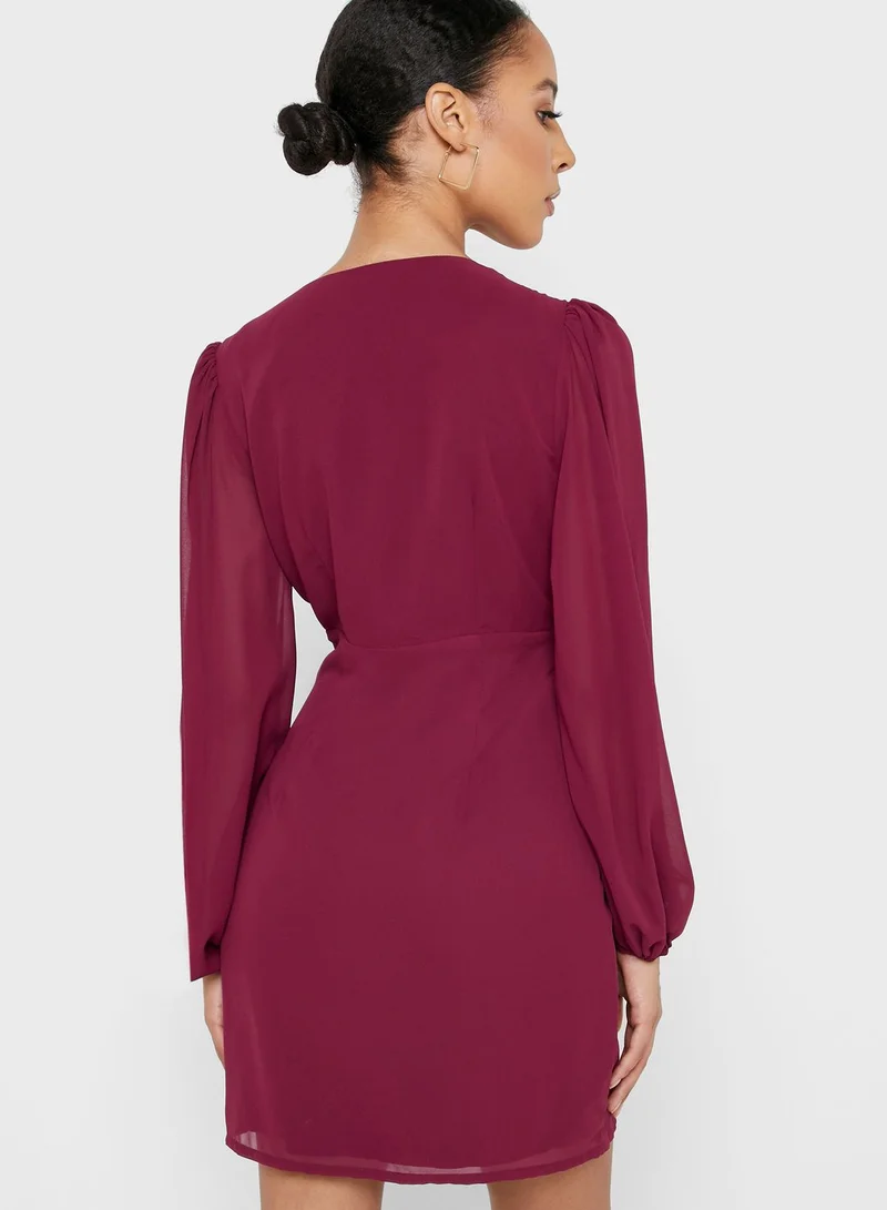 Missguided Plunge Button Down Dress