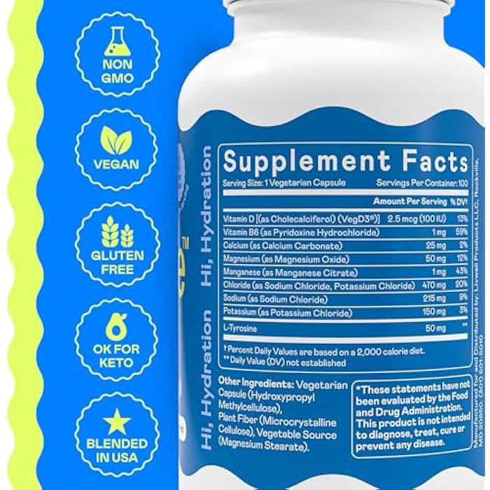 Hi-Lyte Unflavored Electrolyte Capsules - Hydration Support Supplement Tablets - Sodium, Potassium, Magnesium - 100 Servings - Image 4