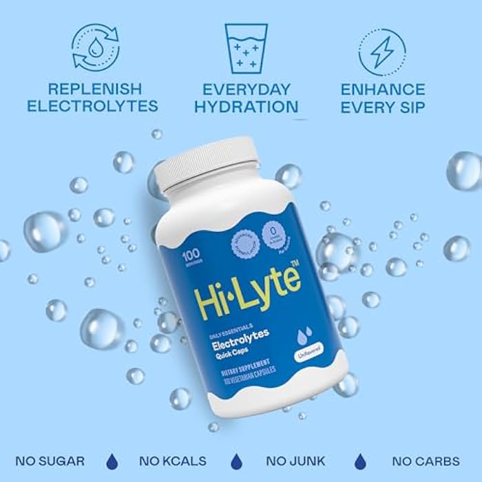 Hi-Lyte Unflavored Electrolyte Capsules - Hydration Support Supplement Tablets - Sodium, Potassium, Magnesium - 100 Servings - Image 3