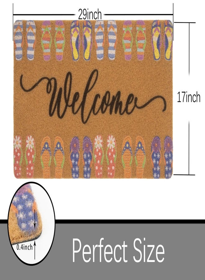 Mealah Summer Welcome-Doormat-Front Door - Colorful Slippers Outdoor- Entrance-Porch Home Holiday Decor Door-Mats 17x29 Inch - Image 2