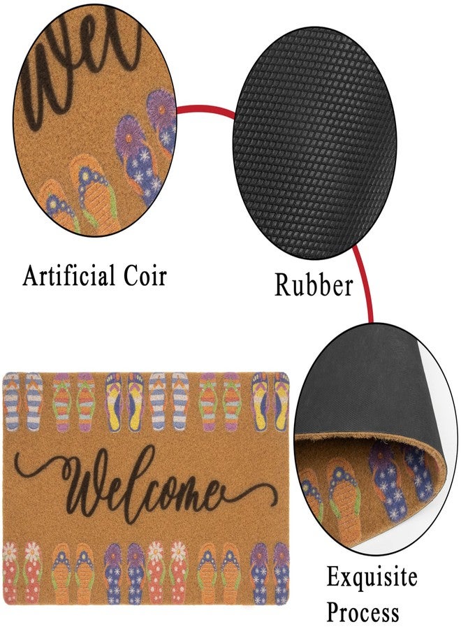 Mealah Summer Welcome-Doormat-Front Door - Colorful Slippers Outdoor- Entrance-Porch Home Holiday Decor Door-Mats 17x29 Inch - Image 4