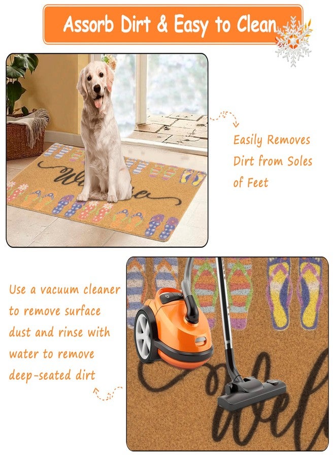 Mealah Summer Welcome-Doormat-Front Door - Colorful Slippers Outdoor- Entrance-Porch Home Holiday Decor Door-Mats 17x29 Inch - Image 5