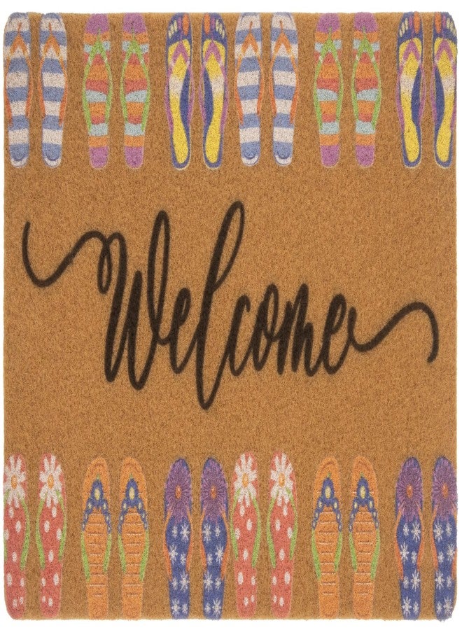 Mealah Summer Welcome-Doormat-Front Door - Colorful Slippers Outdoor- Entrance-Porch Home Holiday Decor Door-Mats 17x29 Inch - Image 1