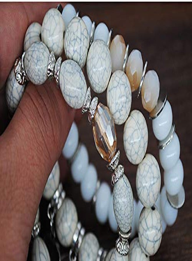 VONRU Boho Bead Stackable Bracelets for Women - Vintage Multi Layer Colorful Beads Bracelets Bohemian Anklets Charm Birthstone Yoga Chain Stretch Beach Bangle (White Elephant Bracelet) - Image 5