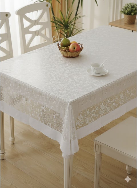 مفرش سفرة شفاف دانتيل فاخر – لمسة الأناقة والرقي على طاولتك اليومية والمناسبات الخاصة (137 × 183 سم)