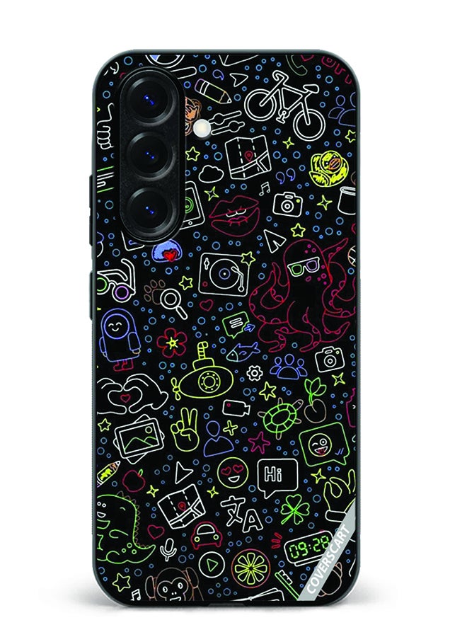 Protective Case Cover For Samsung Galaxy A56 Doodling Design Black