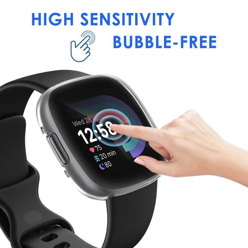 NANW حافظة واقية مع واقي شاشة من NANW 4 قطع متوافقة مع Fitbit Sense 2/Versa 4، حواف TPU ناعمة تغطي الحماية الكاملة لساعة Versa 4/Sense [مقاومة للخدوش] - Image 3