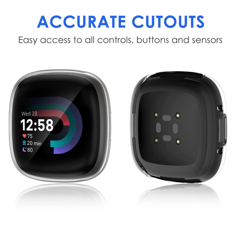 NANW حافظة واقية مع واقي شاشة من NANW 4 قطع متوافقة مع Fitbit Sense 2/Versa 4، حواف TPU ناعمة تغطي الحماية الكاملة لساعة Versa 4/Sense [مقاومة للخدوش] - Image 5