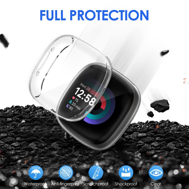 NANW حافظة واقية مع واقي شاشة من NANW 4 قطع متوافقة مع Fitbit Sense 2/Versa 4، حواف TPU ناعمة تغطي الحماية الكاملة لساعة Versa 4/Sense [مقاومة للخدوش] - Image 4