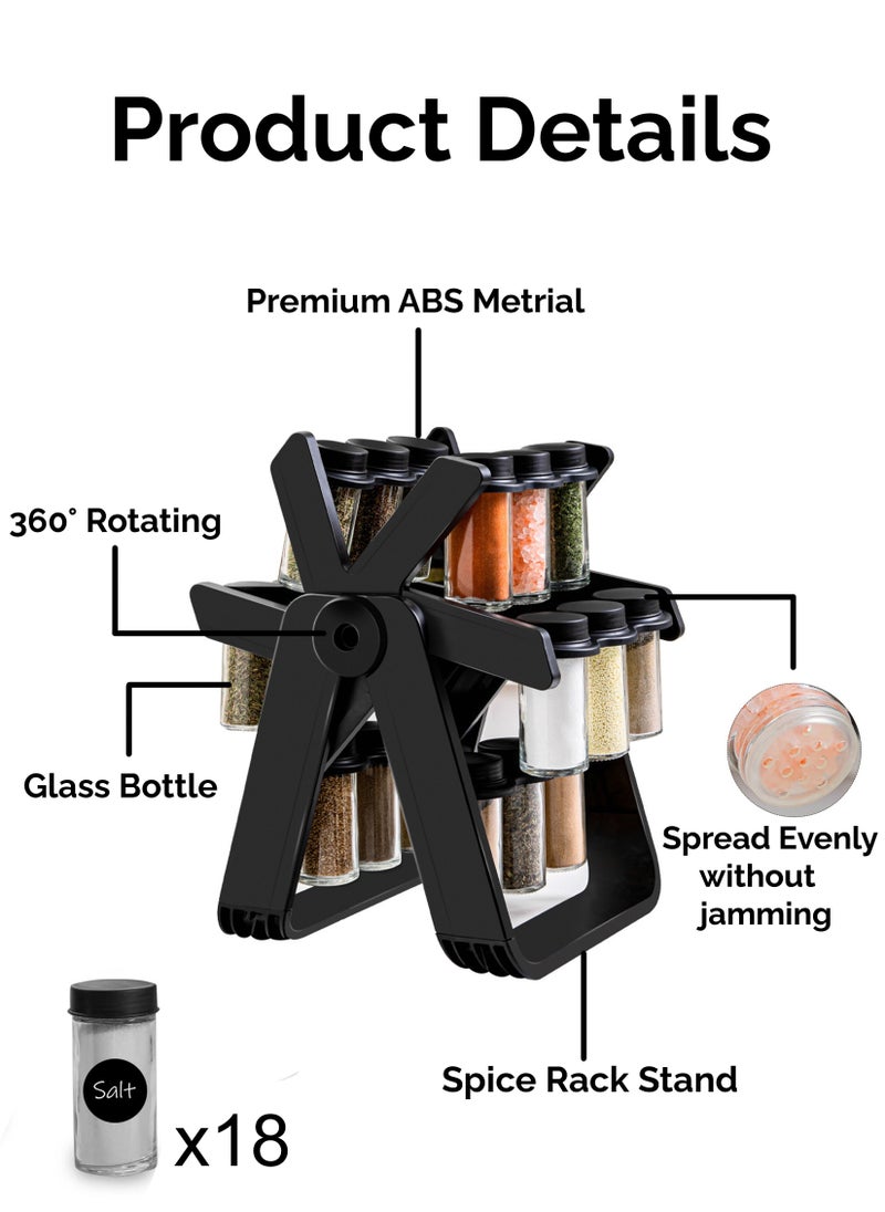 Generic - 360° Rotating Spice Rack Organizer Revolving Seasoning Storage Stand for Kitchen Countertop with 18 Jars Space Saving Easy Access Stainless Steel Lid Ideal Herbs Rotatable - Image 1
