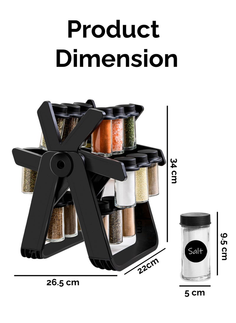 Generic - 360° Rotating Spice Rack Organizer Revolving Seasoning Storage Stand for Kitchen Countertop with 18 Jars Space Saving Easy Access Stainless Steel Lid Ideal Herbs Rotatable - Image 1
