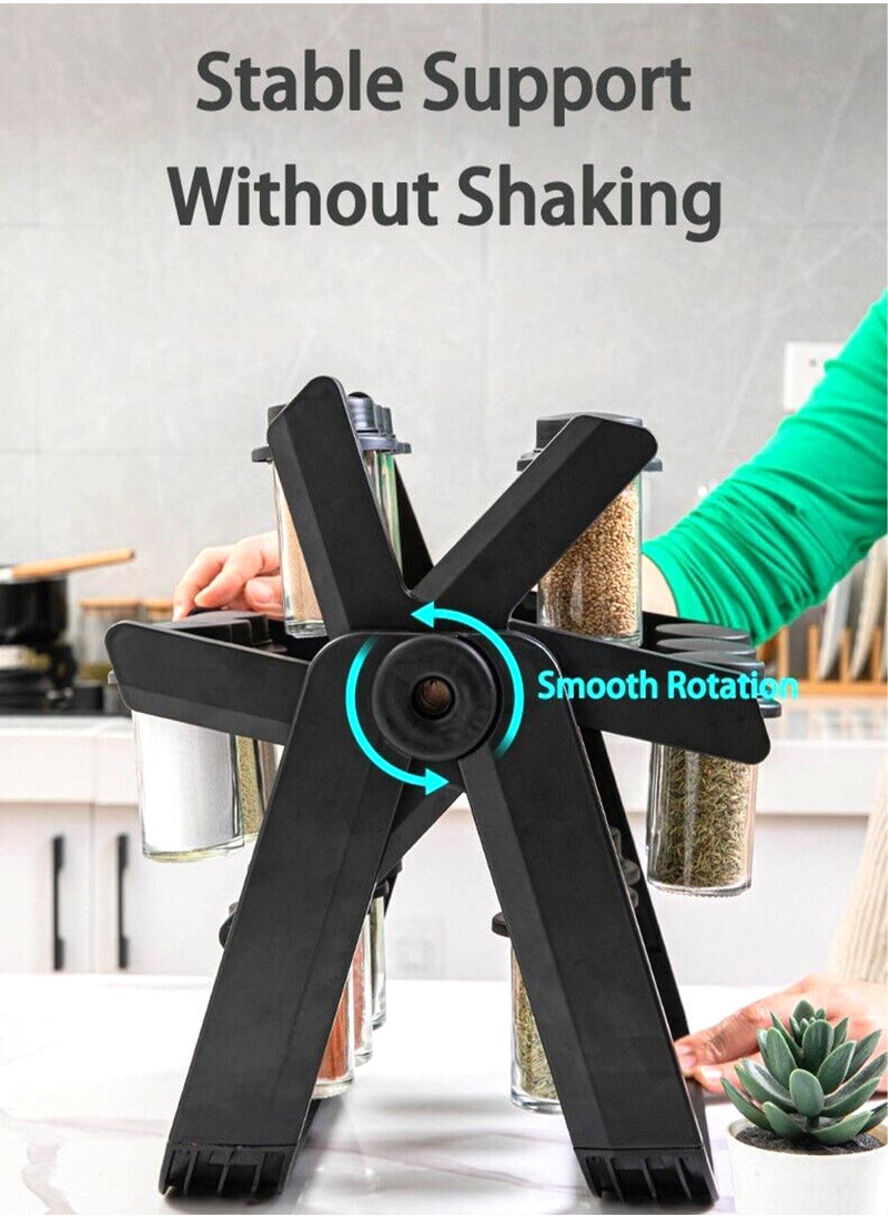 Generic - 360° Rotating Spice Rack Organizer Revolving Seasoning Storage Stand for Kitchen Countertop with 18 Jars Space Saving Easy Access Stainless Steel Lid Ideal Herbs Rotatable - Image 1