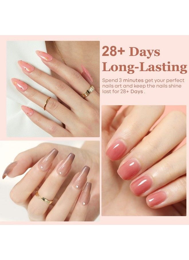 modelones - Jelly Gel Nail Polish Set 6 Colors Summer Translucent Pink Milky White Sheer Nude Brown Beige Taupe Korean Trend Icy Transparent Nail Art Design Starter Kit Manicure At Home Gifts For Girls Women - Image 1