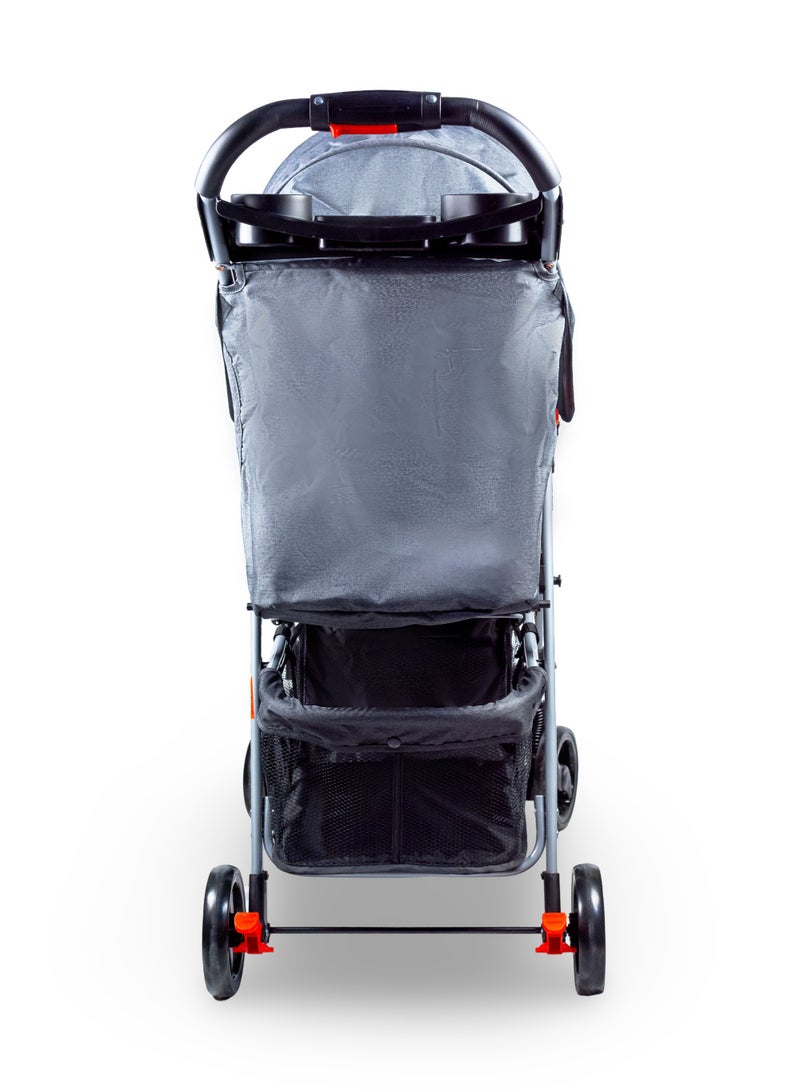 مولودي عربة أطفال خفيفة الوزن مع حامل قهوة للوالدين، سلة تخزين، ومقعد أمامي للرضع من 0 إلى 3 سنوات-رمادي داكن - Image 5