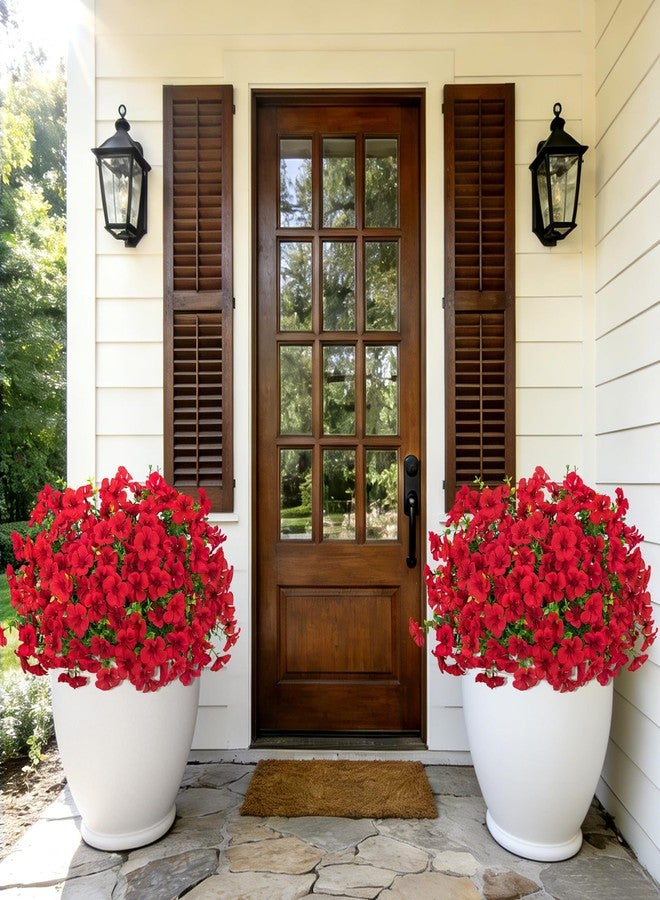 Roberly 12 Pcs Artificial Geranium Flowers for Outdoors, Silk Fake Flowers with Eucalyptus UV Resistant Faux Plants Artificial Greenery for Garden Patio Porch Yard Spring Summer Home Table Decor, Red - Image 4