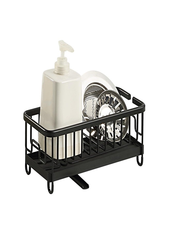 SunnyPoint Never Rust Aluminum Utensil, Sink Cleaning Tools Holder for Kitchen Sink with Drain Board; Dish Wand, Sponge, Soap Dispenser, Utensil Organizer Caddy (BLK) - Image 1