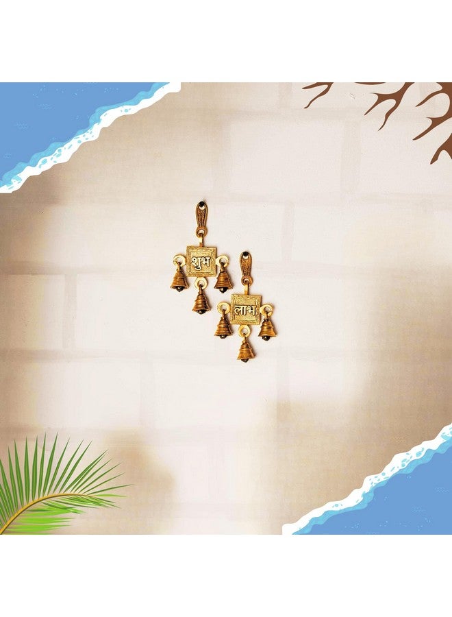 Puja N Pujari Puja N Pujari Shubh Labh Hanging Bells Set of Brass for Home Decor  - Image 3