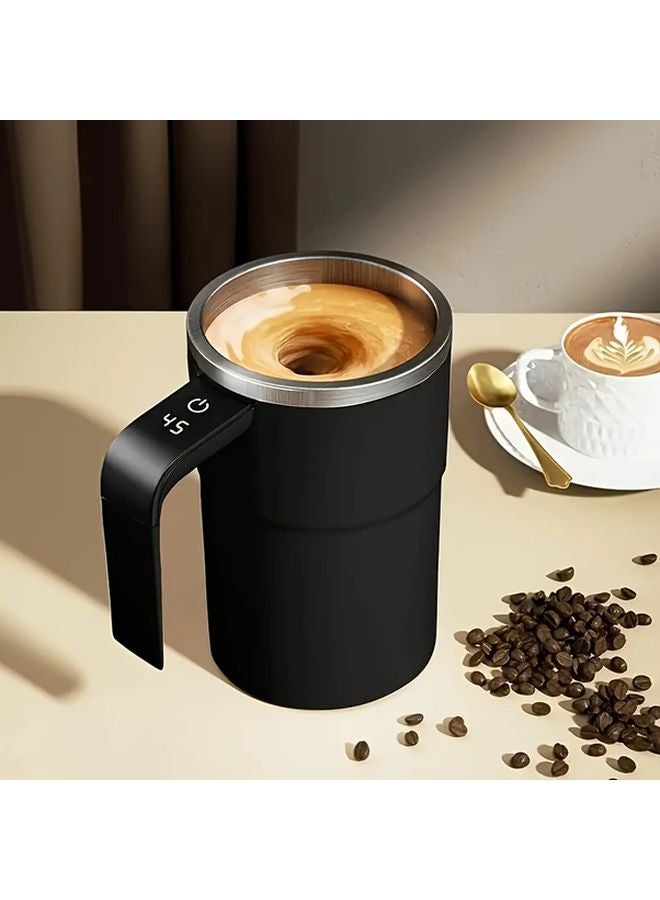 White Automatic Stirring Cup USB Charging Temperature Display Portable Travel Thermos - Image 3