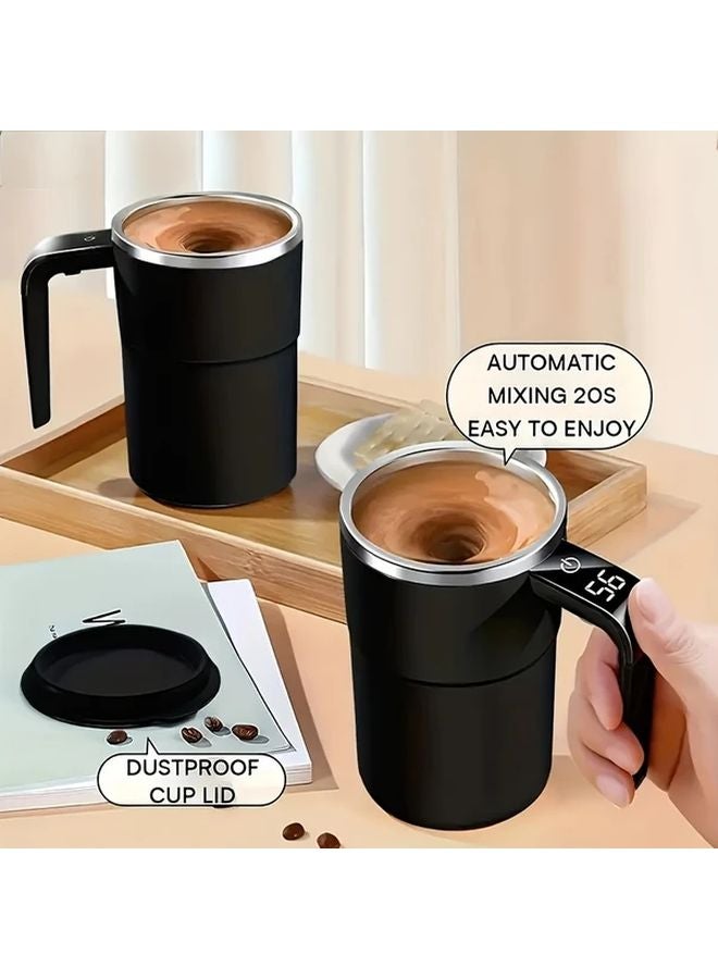 White Automatic Stirring Cup USB Charging Temperature Display Portable Travel Thermos - Image 4