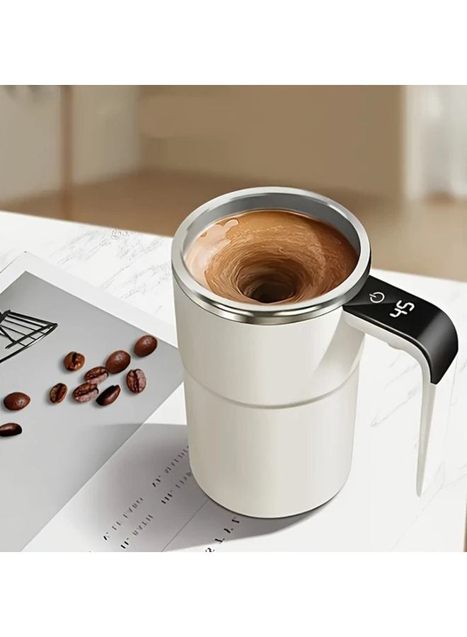 White Automatic Stirring Cup USB Charging Temperature Display Portable Travel Thermos - Image 1