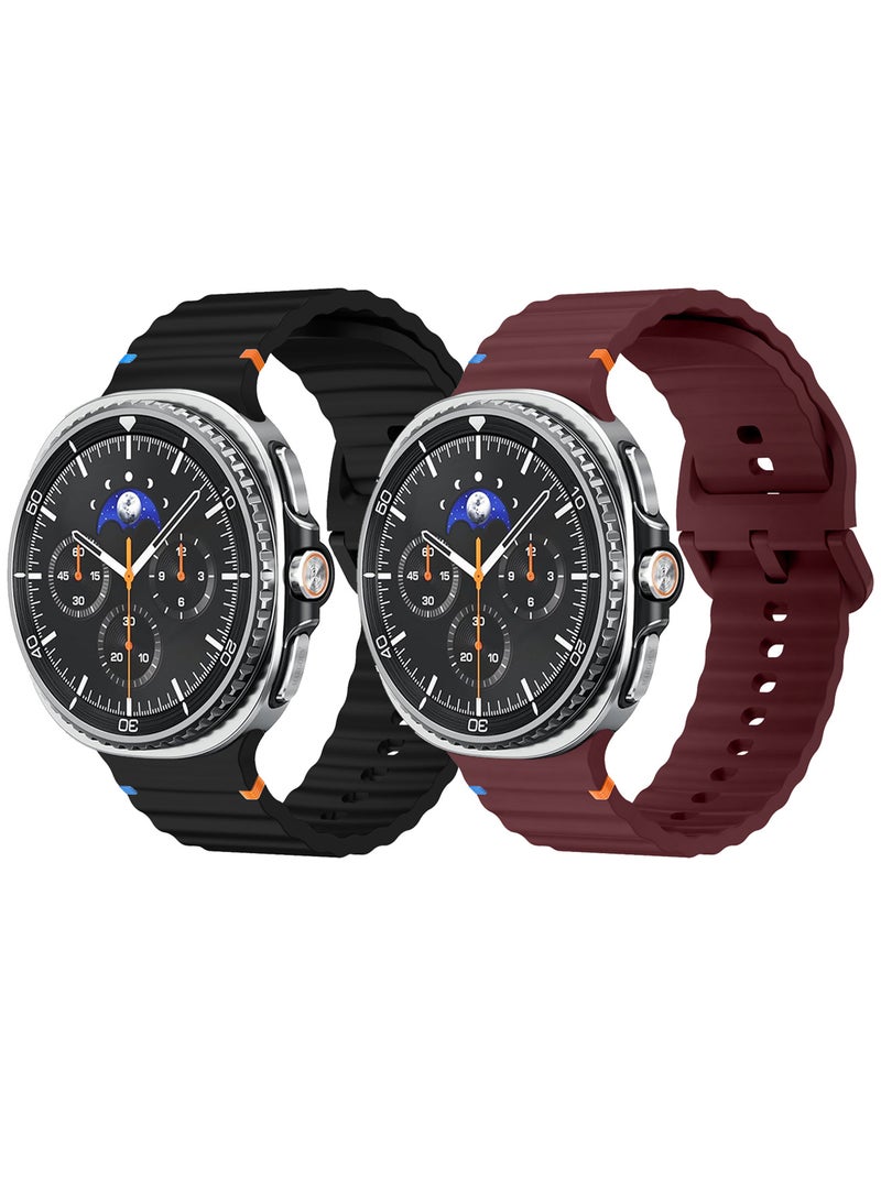 CATANES 2 Packs Silicone Ocean Band for Samsung Galaxy Watch 8 Classic 46mm and Watch 8 40mm 44mm - Sport Band Strap - Image 2