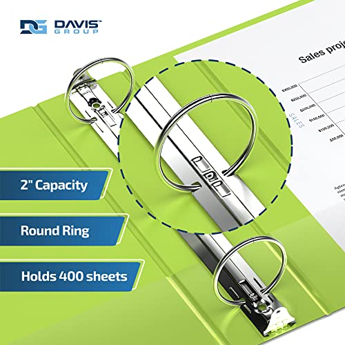 Davis Group Premium Economy 6-Pack 3-Ring Binders for School or Office, Round-Ring Binders, 2 Inch, Lime Green - Image 2