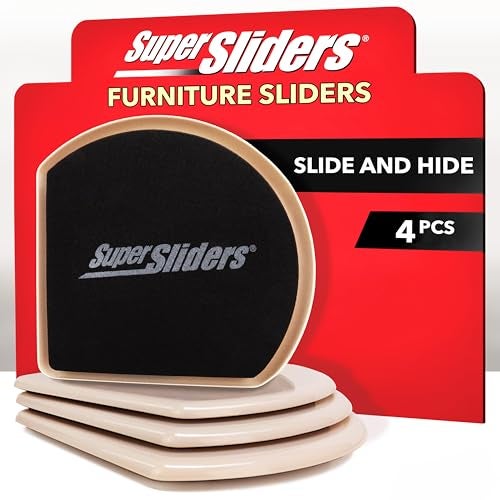 Super Sliders 7" Slide & Hide Reusable Furniture Sliders for Carpet - Effortless Moving and Surface Protection, Beige (4 Pack) - Image 1