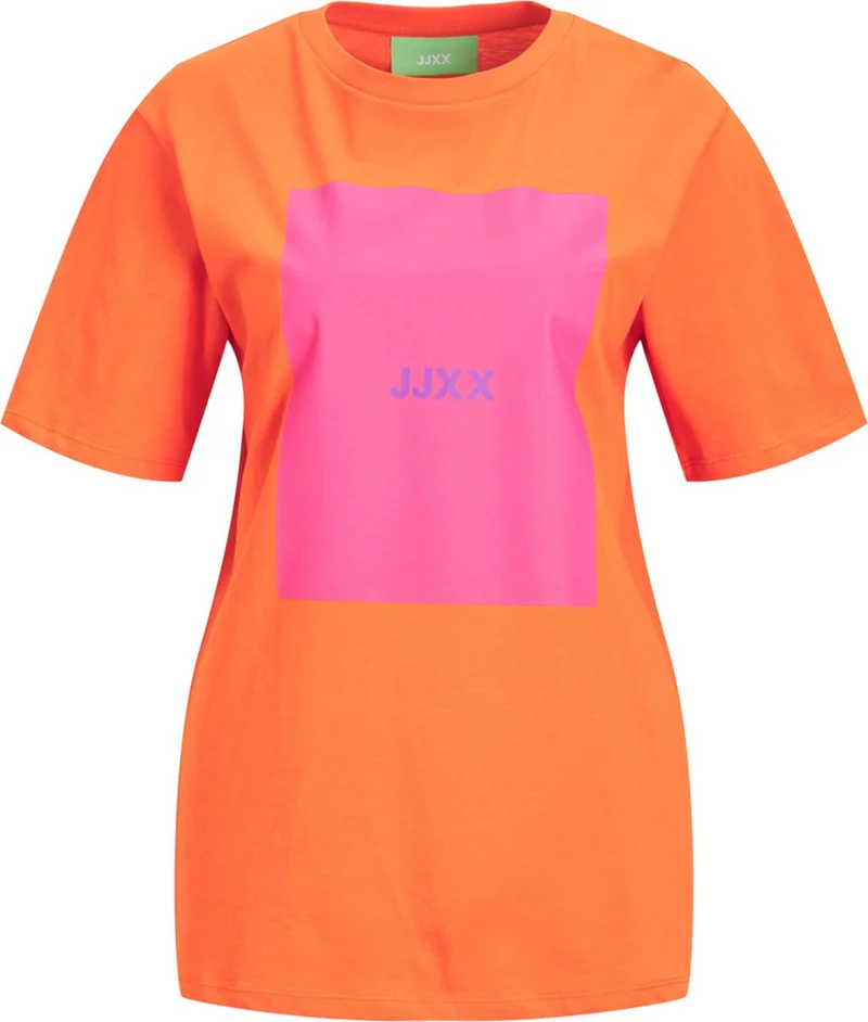 JJXX Crew Neck Printed Orange Women's T-Shirt 12204837