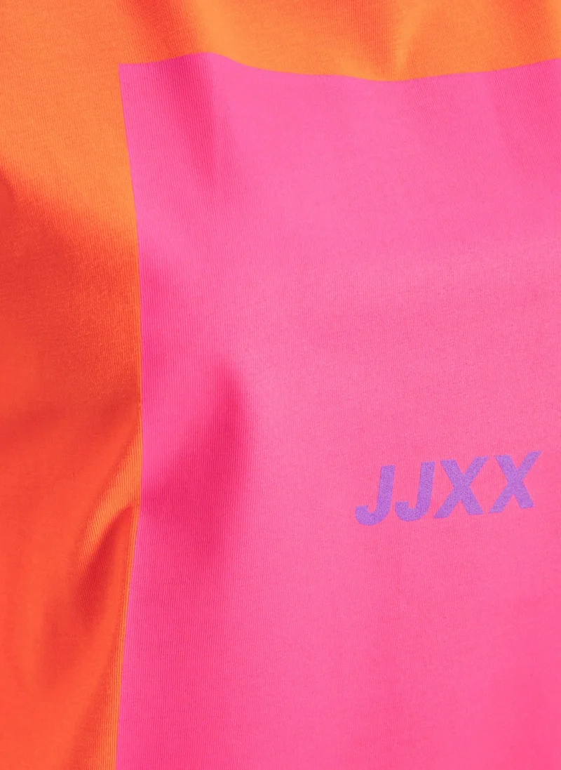 JJXX Crew Neck Printed Orange Women's T-Shirt 12204837