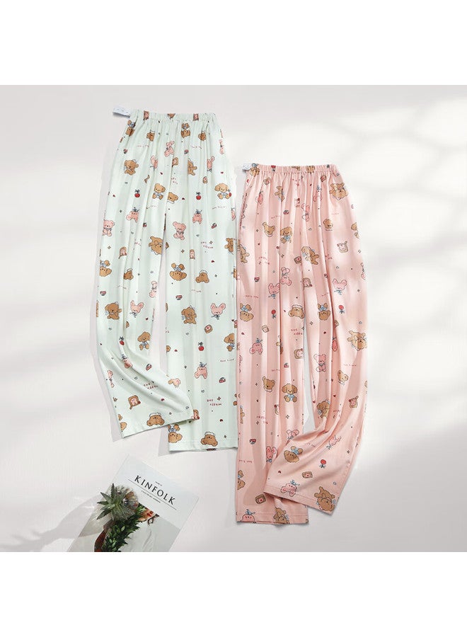 Fenton Fenteng Women's Cotton Thin Casual Pants Plus Size Summer Home Wear Single Pants Light Green M - Image 4