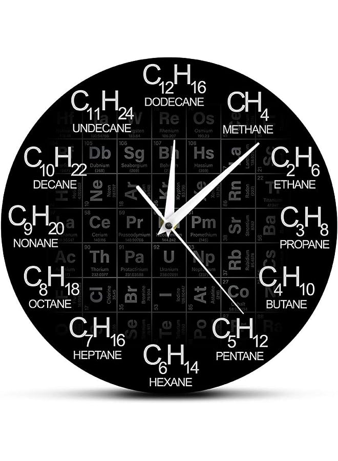 بروماس ساعة الجدول الدوري للعناصر الكيمياء ساعة الحائط الصيغ الكيميائية والأرقام الزمنية ساعة الحائط العلوم الكيميائية جدار ديكور فني - Image 1