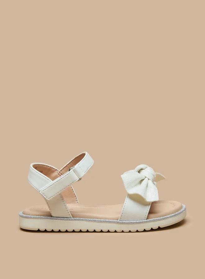 JUNIORS Girls Bow Detail Sandals With Hook And Loop Closure