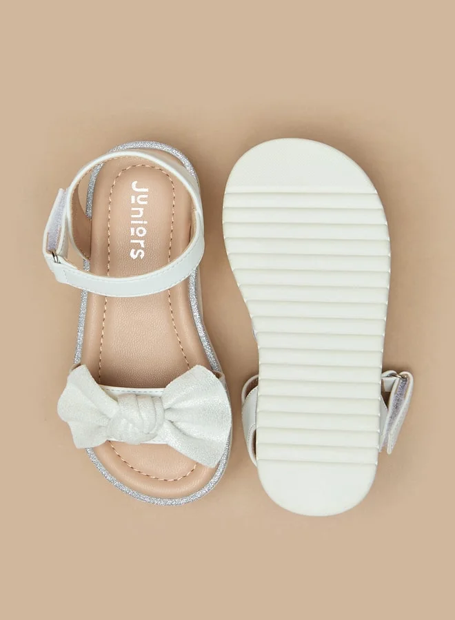 JUNIORS Girls Bow Detail Sandals With Hook And Loop Closure