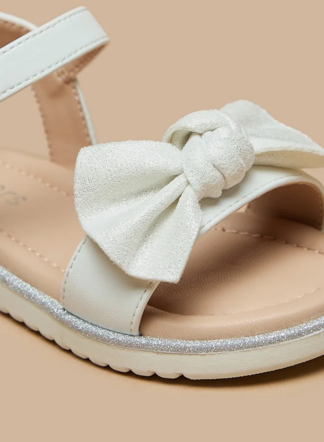 JUNIORS Girls Bow Detail Sandals With Hook And Loop Closure
