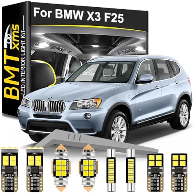 BMT xms Car Led Light Interior Kit Replacement For Bmw X3 F25 20112017 6000K Cool White For Map Dome Door License Plate Light Bulb 15 Pieces - Image 1