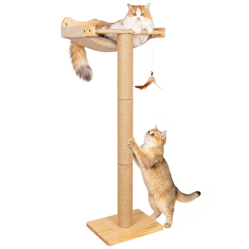 Famifit Cat Window Perch Hammock with 3Piece Detachable Sisal Scratching Posts DrillFree Suction Cup Mount MultiLevel Climbing Perch for Bird Watching 45 LBS Capacity - Image 2