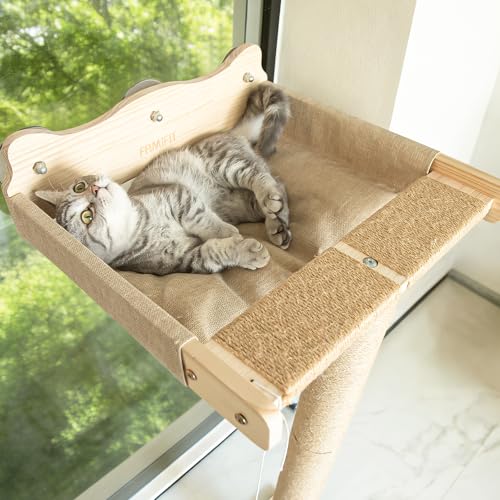 Famifit Cat Window Perch Hammock with 3Piece Detachable Sisal Scratching Posts DrillFree Suction Cup Mount MultiLevel Climbing Perch for Bird Watching 45 LBS Capacity - Image 3
