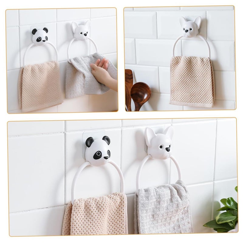 Ciieeo 2pcs Cute Panda Dog Animal Towel Holder No Drill Kitchen Home Decor - Image 4