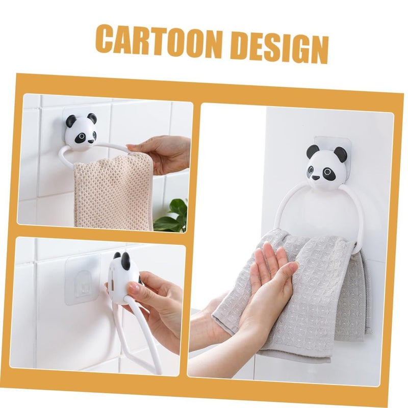 Ciieeo 2pcs Cute Panda Dog Animal Towel Holder No Drill Kitchen Home Decor - Image 5