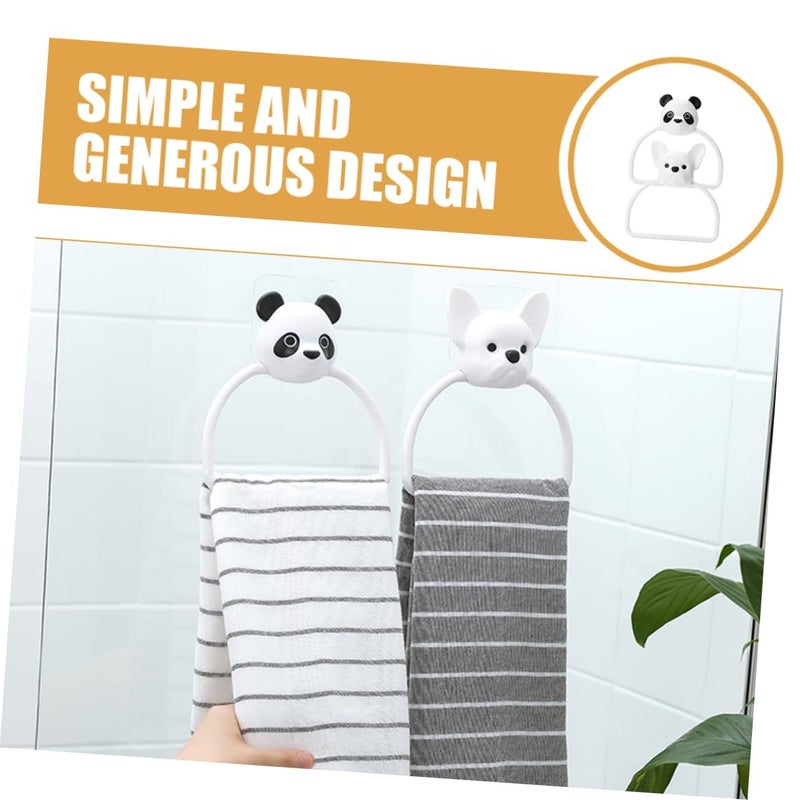 Ciieeo 2pcs Cute Panda Dog Animal Towel Holder No Drill Kitchen Home Decor - Image 3