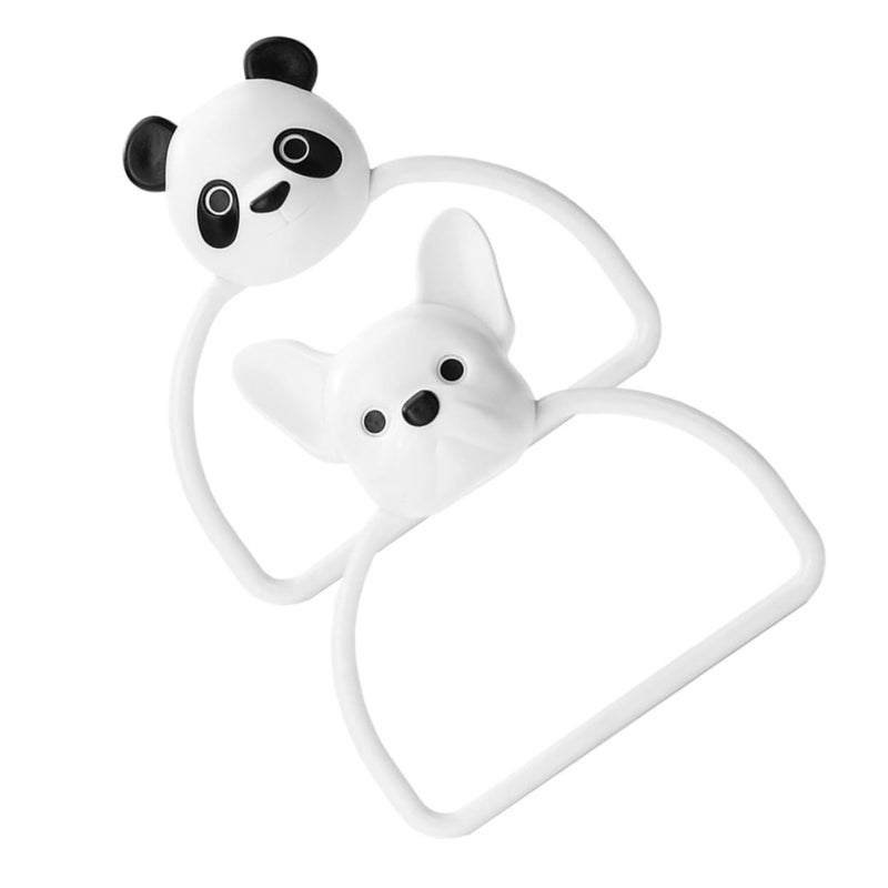 Ciieeo 2pcs Cute Panda Dog Animal Towel Holder No Drill Kitchen Home Decor - Image 2