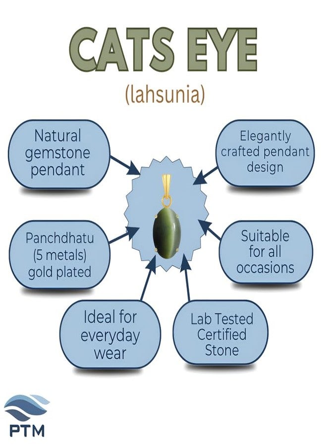 بي تي إم قلادة من حجر عين الهر/لاهسونيا الطبيعي المعتمد، وزنها 7.25 قيراط أو 6.5 قيراط، مصنوعة من خمسة معادن مطلية بالذهب عيار 22 قيراط، مناسبة للرجال والنساء -nvdhp2725 - Image 3