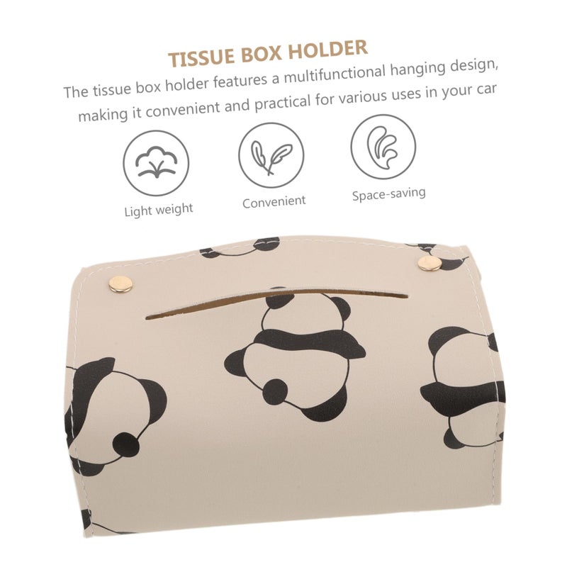 Panda Tissue Box Cover For Car Multifunctional Napkin Holder Cute Organizer - Image 4