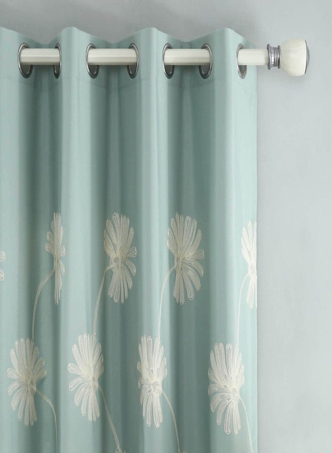 VOGOL(2 Panels) Floral Patten Embroidered Elegant Faux Linen Grommet Curtains/Thermal Insulated 60% Blackout/Heavy Drapes for Bedroom/Living Room,Energy Efficient Window Treatment Panels,52 x 63 Inch - Image 4