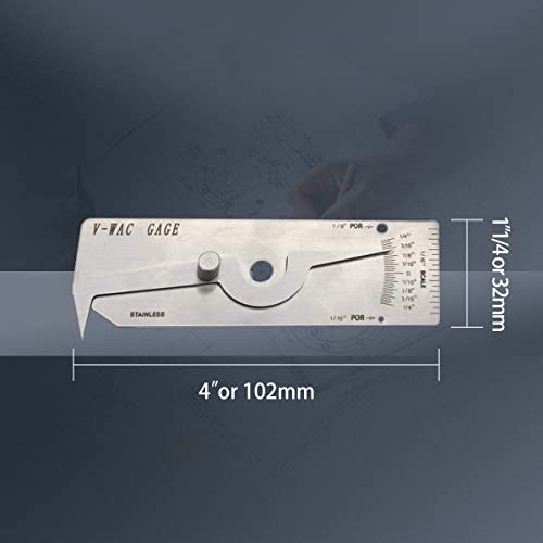 WeldingStop V-WAC Undercut Gauge Biting Edge Welding Guage for Welder Inspection Single Weld Gauge Measure Inspection Tools Porosity Size/amount Inspection Tools Inch Stainless Steel - Image 5