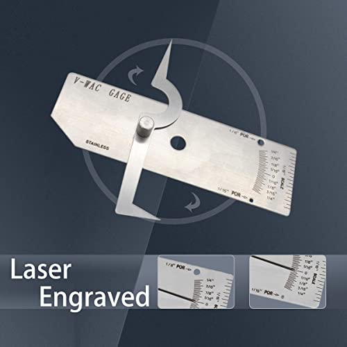 WeldingStop V-WAC Undercut Gauge Biting Edge Welding Guage for Welder Inspection Single Weld Gauge Measure Inspection Tools Porosity Size/amount Inspection Tools Inch Stainless Steel - Image 4
