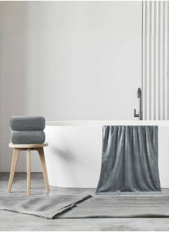 تشو داي Piece Microfiber Bath Towel 70 * 140cm ، ناعمة ، متينة ، فائقة الامتصاص وسريعة الجفاف ، رمادي  - Image 4