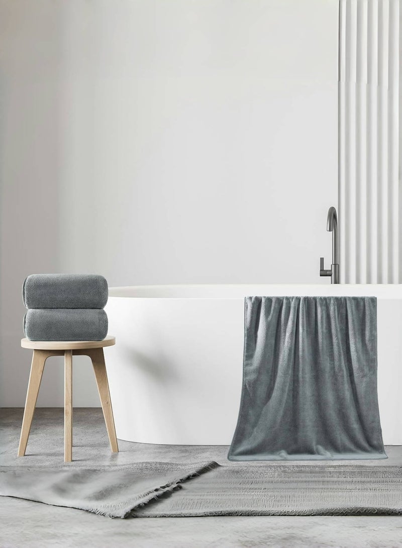 تشو داي Piece Microfiber Bath Towel 70 * 140cm ، ناعمة ، متينة ، فائقة الامتصاص وسريعة الجفاف ، رمادي  - Image 4