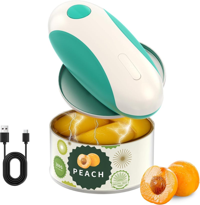 CircleJoy Rechargeable Electric Can Opener, One-Touch Automatic Can Opening with Lid Remover & Smooth Edge Cutting, Food-Safe, Easy to Use for Seniors and Arthritis, Green - Image 1