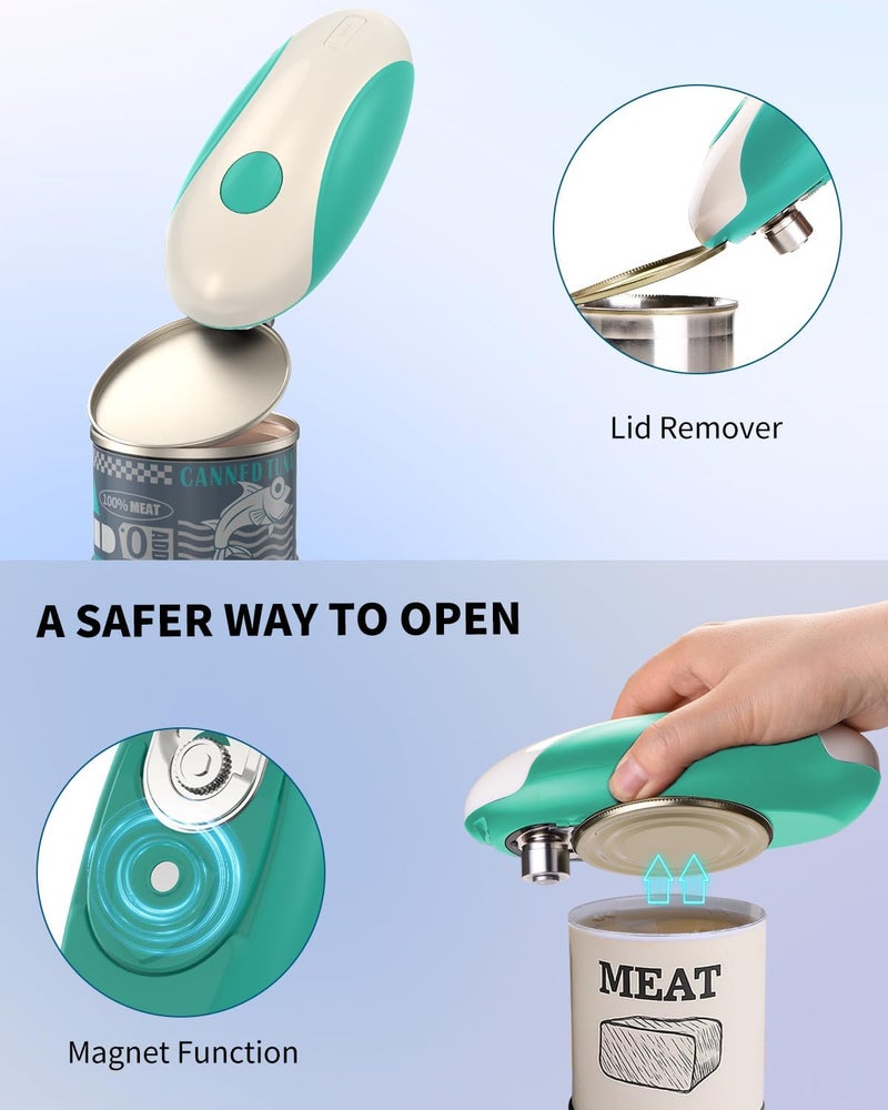CircleJoy Rechargeable Electric Can Opener, One-Touch Automatic Can Opening with Lid Remover & Smooth Edge Cutting, Food-Safe, Easy to Use for Seniors and Arthritis, Green - Image 5